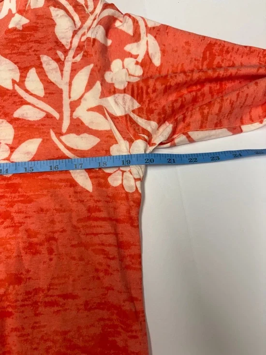 Before & Again Coral Floral Long-Sleeve Semi See-Thru Tee - Picture 7 of 9